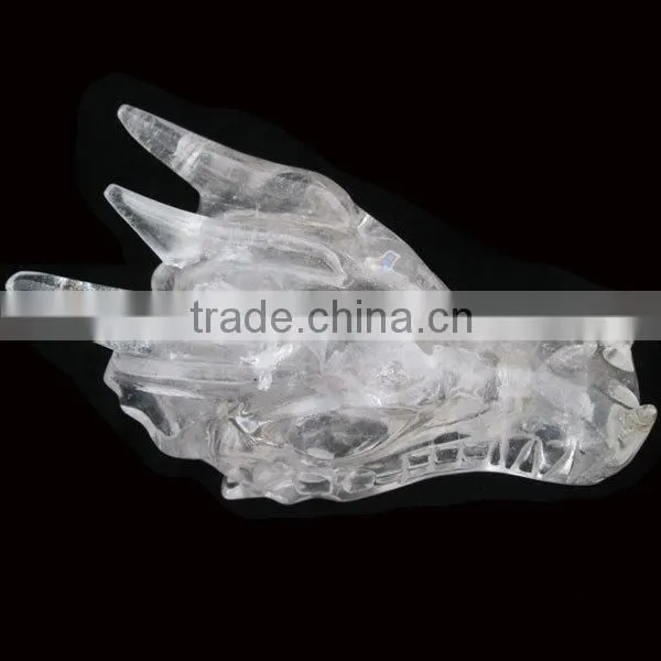 Amazing Natural Clear Quartz Crystal Dragon Head Skull