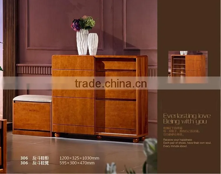 modern stylish wood functional shoe cabinet and stool