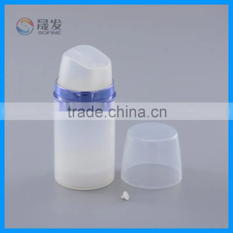 Liquid from the top export of cosmetic airless pump bottle