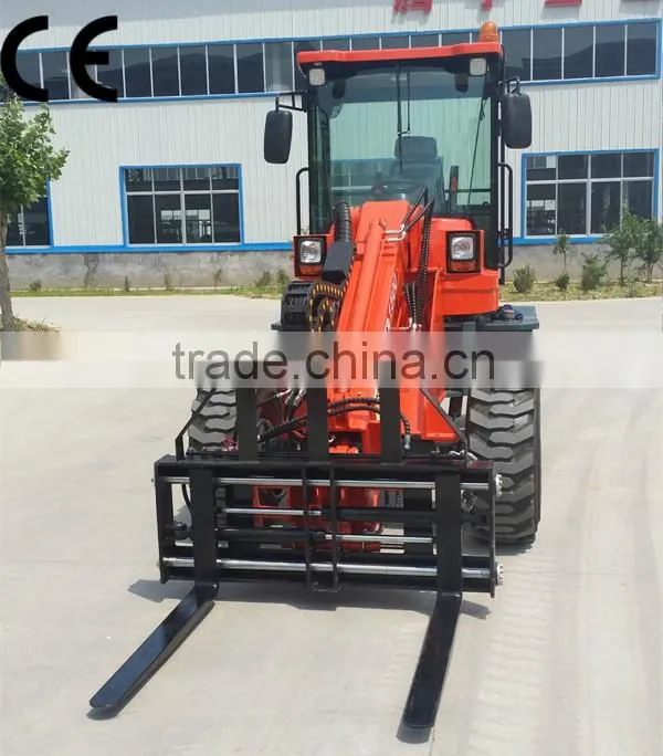 china cheap mini telescopic forklift TL1500 with CE, multifuntion telescopic forklift