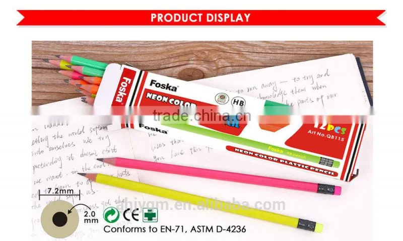 7'' Neon Color Wood-free HB Pencil.