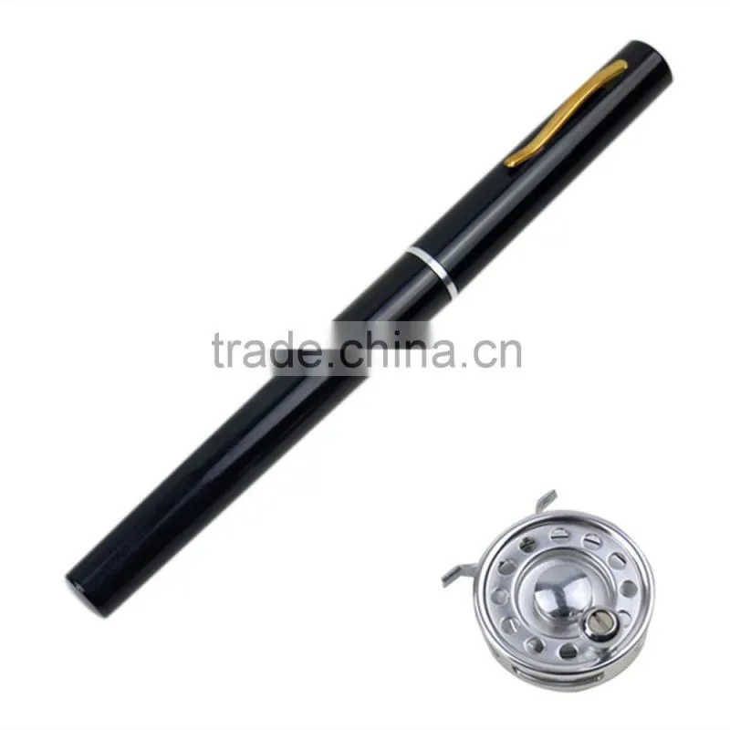 Mini Portable Pocket Aluminum Alloy Fishing Rod Pen Shape Pole Fish Reel Line Soft Bait Hook Float Tackle