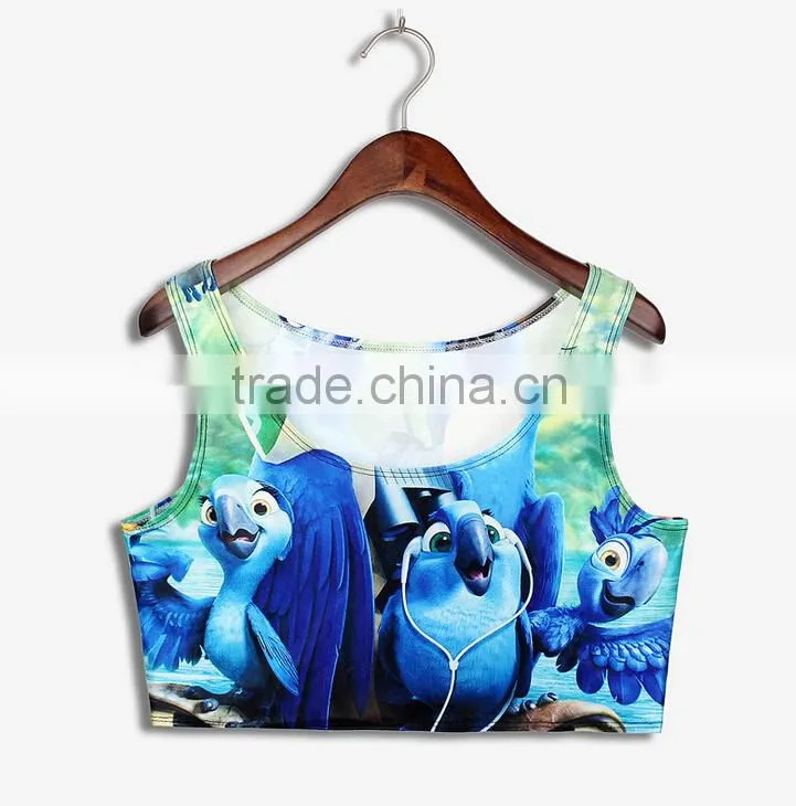 Polyester Women Vest OEM Order Cartoon Print Crop Tops N7-12