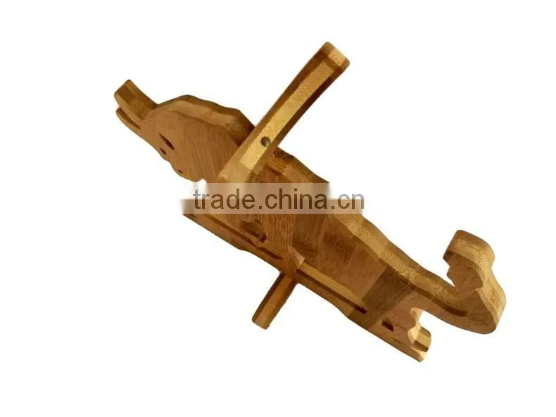WR027/100% Bamboo Material Hot Sale Bull-Shaped Folding Bamboo Wine Rack