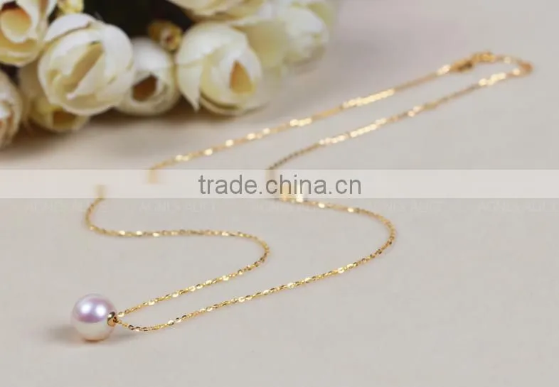 8-8.5mm AAA natural white 18k gold pearl pendant, pearl pendant designs gold, akoya pearl pendant