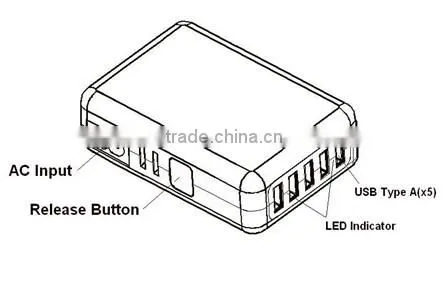CE,FCC,RoHS 5 port usb wall charger,5 usb charger
