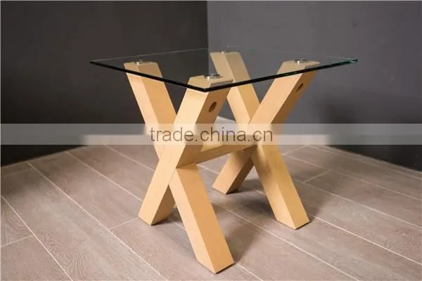 modern wooden coffee table set with 8mm tempered glass