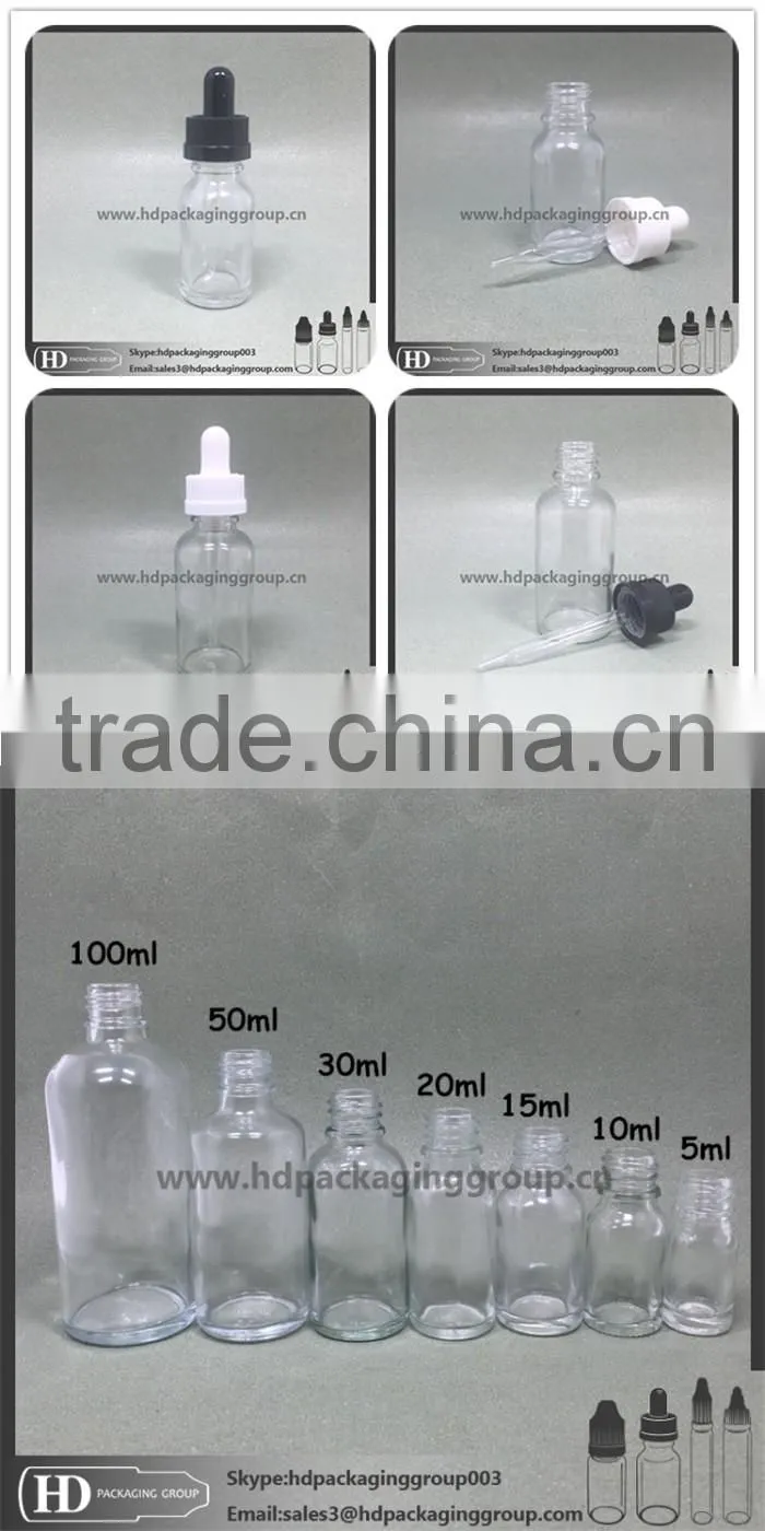 HD 30ml clear olive oil bottles dropper bottle eliquid dropper glass bottle