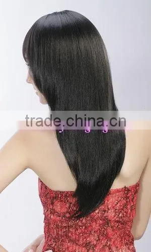 Non remy natural black hair style wigs, synthetic hair daily wear wigs