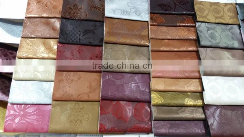 PU flock leather fabric used for furniture, sofa and home decoration with different design