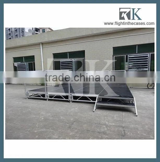 factory price aluminum portable stage for sale with guard rails and stair