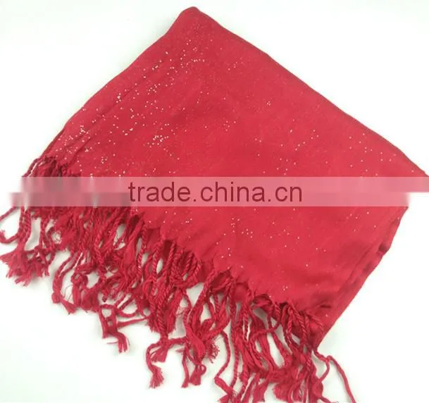 New 100%viscose solid color christmas glittering scarf