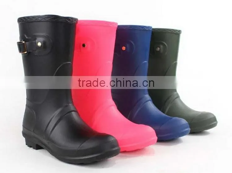 2015 buckle colourful clear pvc women cheap plastic rain boots