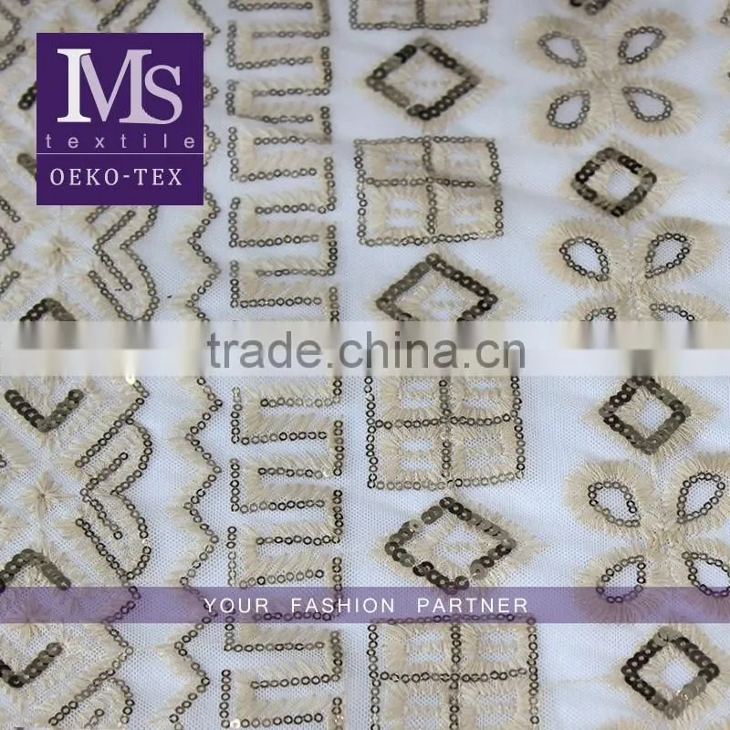 Wholesale New Arrival shiny colors textile sequin stock fabric for evening dress