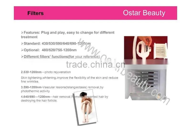 (Best price) elight machine for hair removal and skin rejuvenation 2 handles OB-E 03