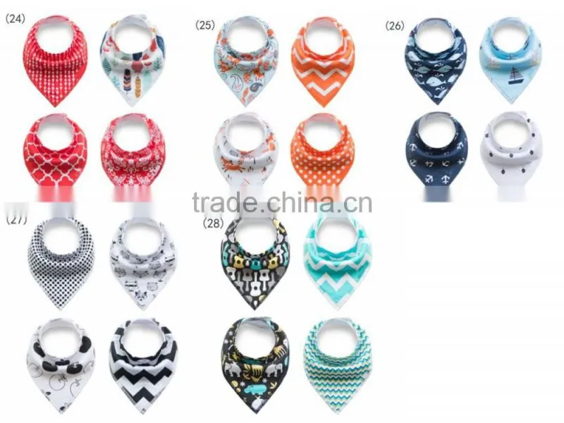 Manufacturer excelent quality cute 100% organic cotton bandana baby bib