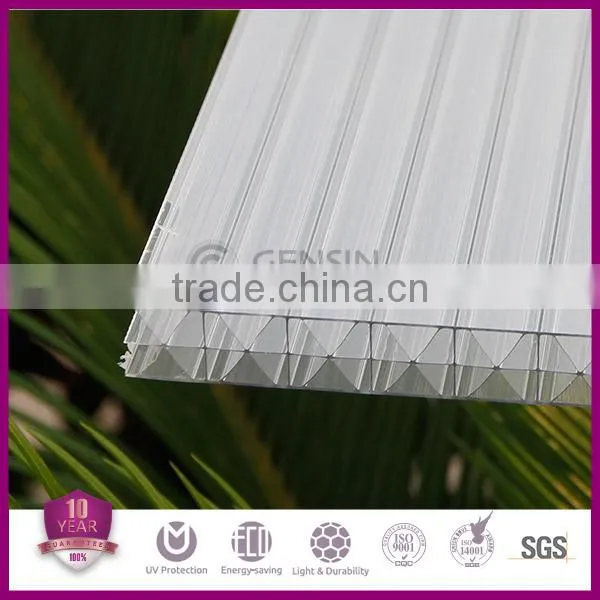 Multwall Colored Polycarbonate Sheet Roofing Triple walls X Structure High Compact Strengthen UV Protector 10 Years Guarantee