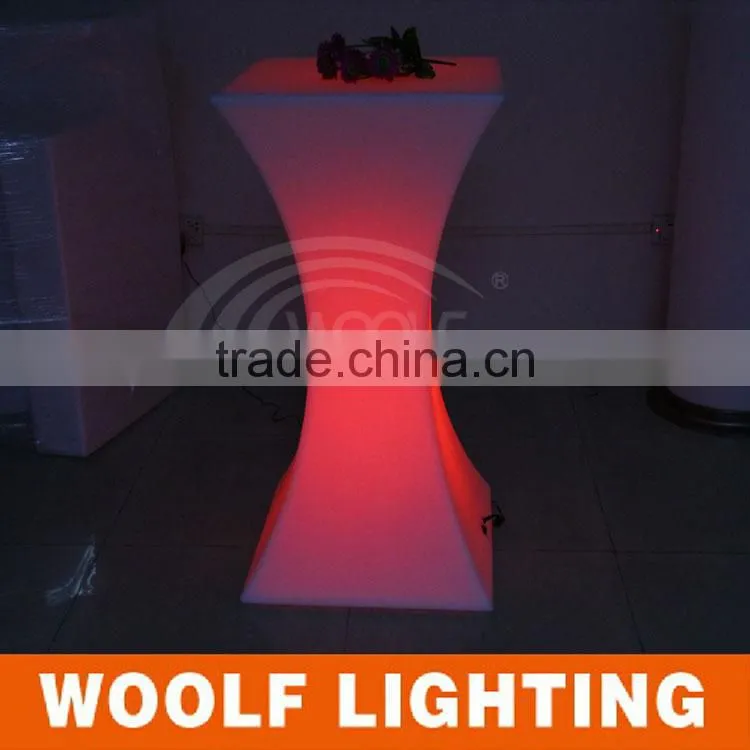 2014 hot waterproof plastic LED illuminant hotel square cocktail table