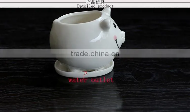 Lovely cartoon home decoration white ceramic succulents flower pot stand