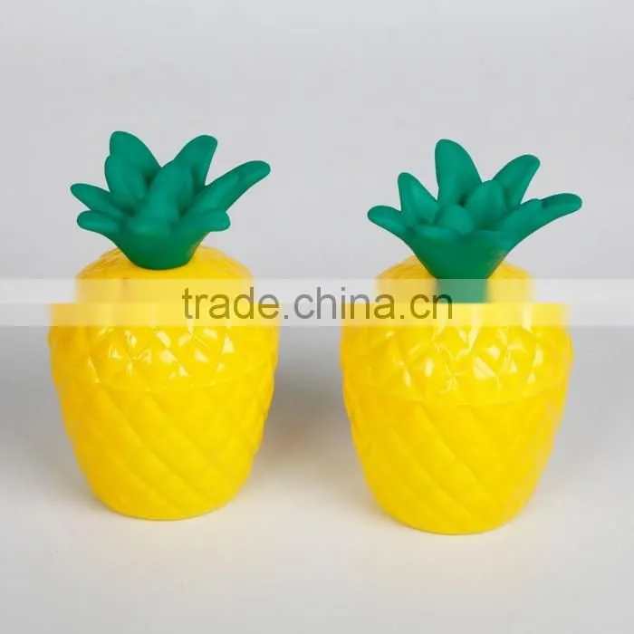 350ml PE Plastic Pineapple Shape Straw Cup