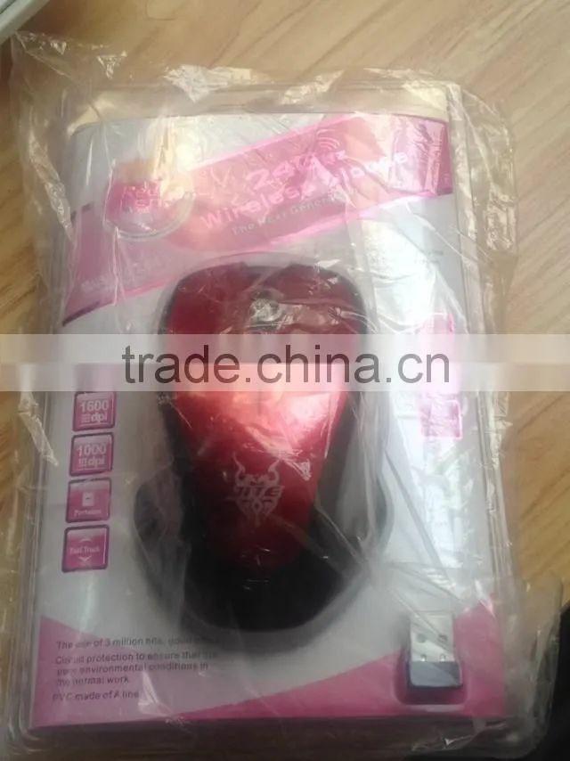 Red 2.4GHz Cordless/Wireless 5 Buttons Game Mouse with Nano Receiver
