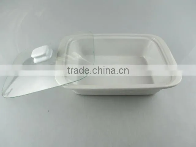 Stocklot white ceramic cookware ,soup tureen with glass lid