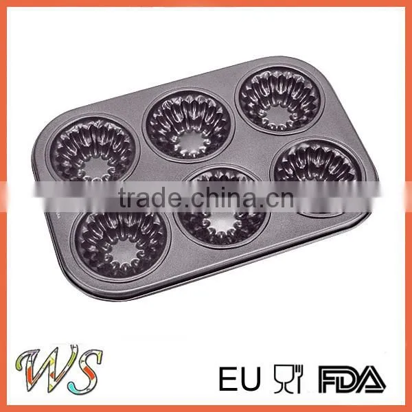 6 Cups Sock Shape Carbon Steel Muffin Mould for Bakery