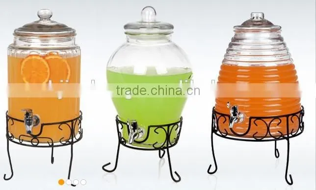 12L clear glass drink /water /beverage dispenser with stand