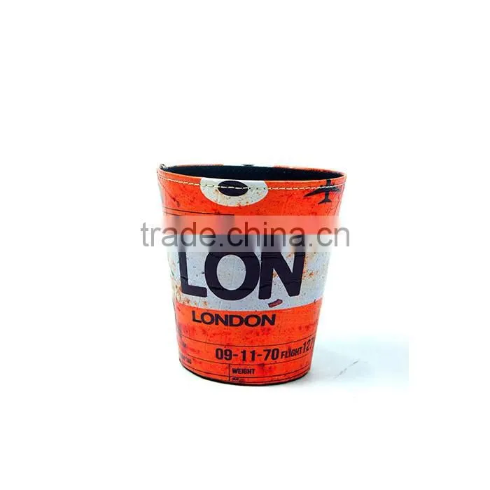 The Letter Of London Print Waste Bin Faux Leather Trash Can