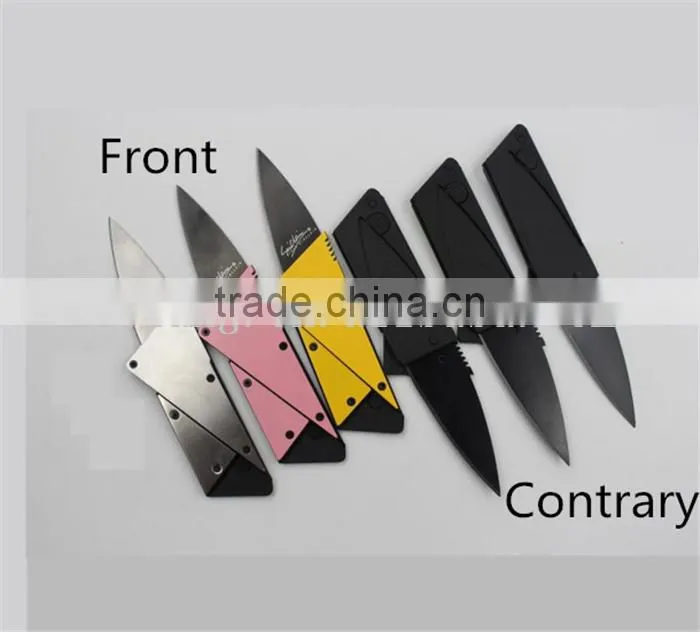 Special gift for men six color stainless steel with metal handle portable survival blade wallet foldable credit card knife