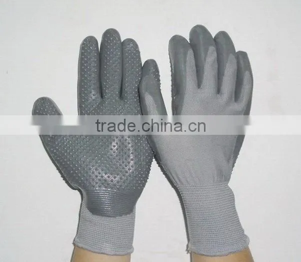 DDSAFETY 2017 13G Grey Nylon Knitted Gloves With Grey Nitrile And Dots Safety Gloves