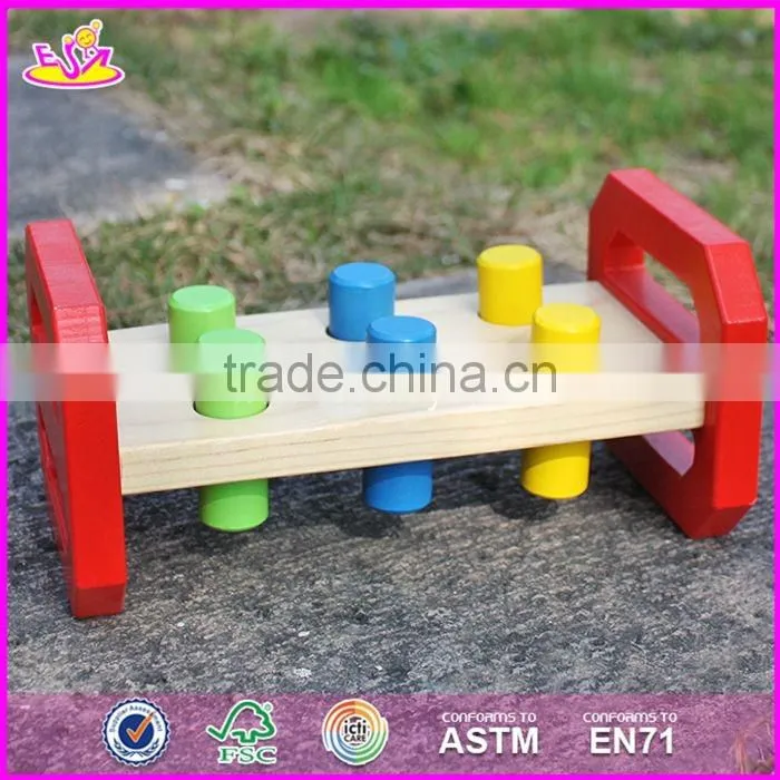 2017 new design baby funny toy wooden pound a peg W11G036