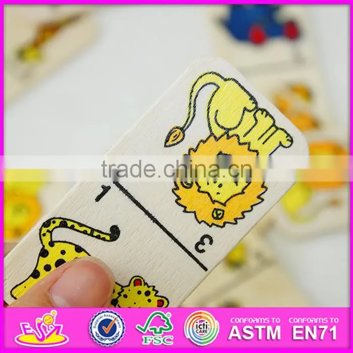 2016 hot sale educational children wooden domino building blocks W15A067
