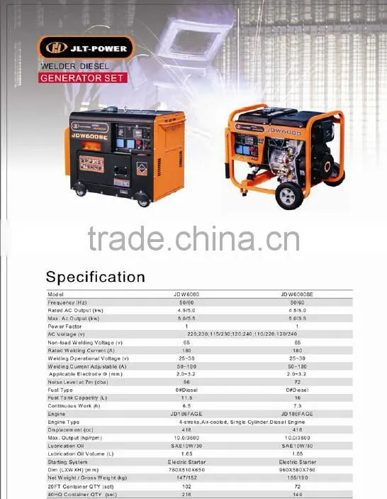 5kw Welding machine silent diesel generator