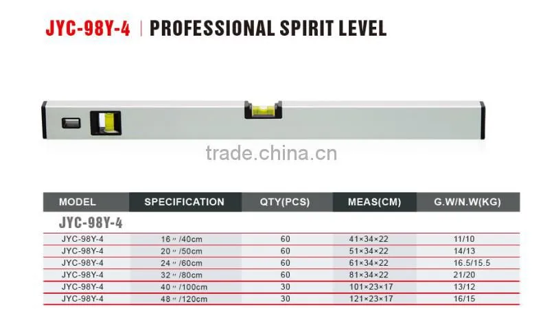 Silver Surface 40CM-200CM Adjustable angle level Aluminium Spirit Level