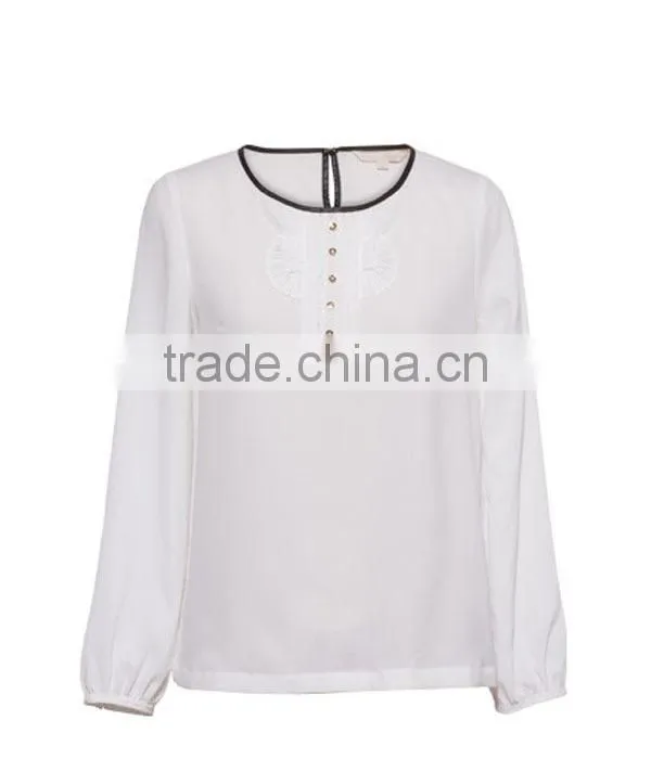 2015 spring latest elegant new model fashion round neck pullover summer blouses for women