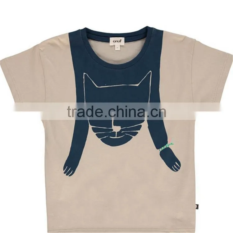 2017 hot sale models Children's clothing cotton T-shirt baby clothing adorable cartoon cat T-shirt