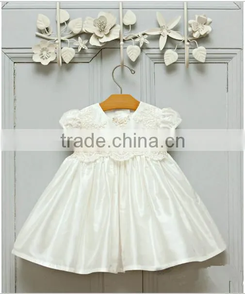 New arrival children clothes lace trim bule plaid kids clothing wholesale 100%cotton baby nice dress