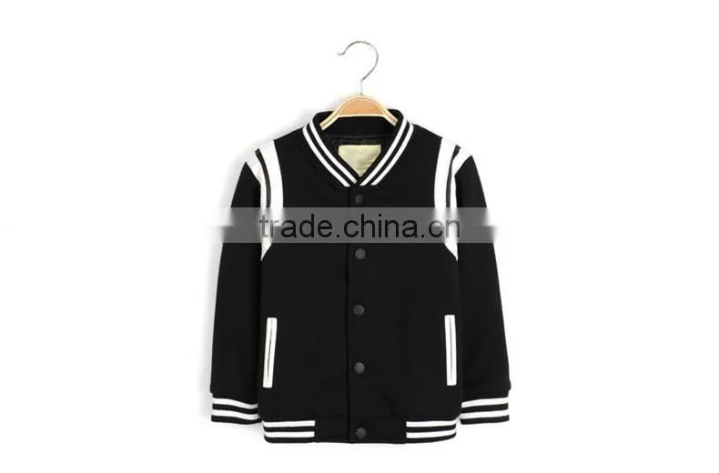 children boys striped sleeve and hem fleece jacket
