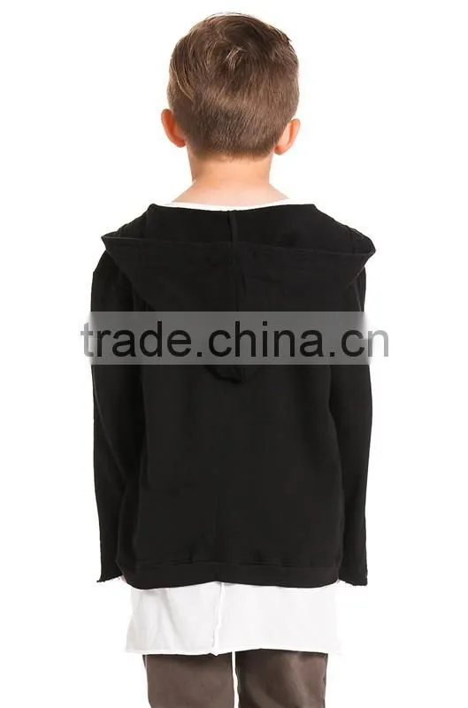 children open front black hip hop hooded coat
