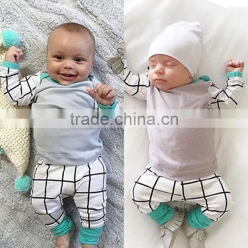 3PCS Set Newborn Baby Clothes Casual Long Sleeve T Shirt Tops + Pants Legging