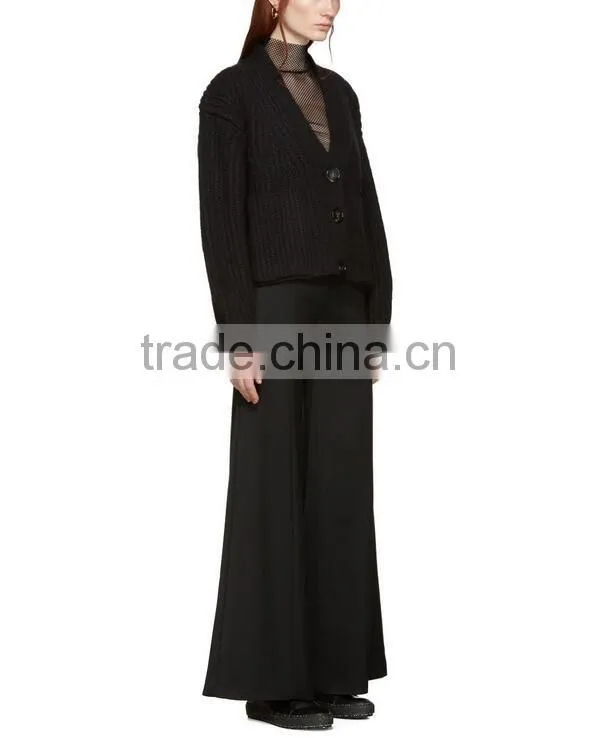 Solid color korean sweater thick fashion Y-neck collar with button for women