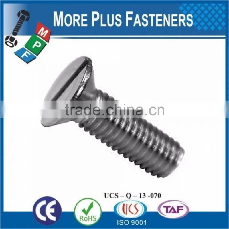 Made in Taiwan Machine Screw Metric DIN 963 ISO 2009 Slotted Flat Head Countersunk Brass and Stainless Steel