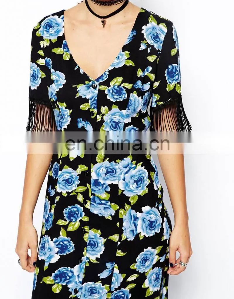 CHEFON Fringed sleeve women vintage dresses wholesale