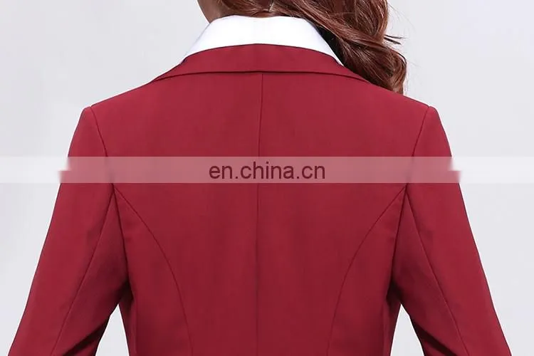 wine elegant women pant suits lady business top blouser suit