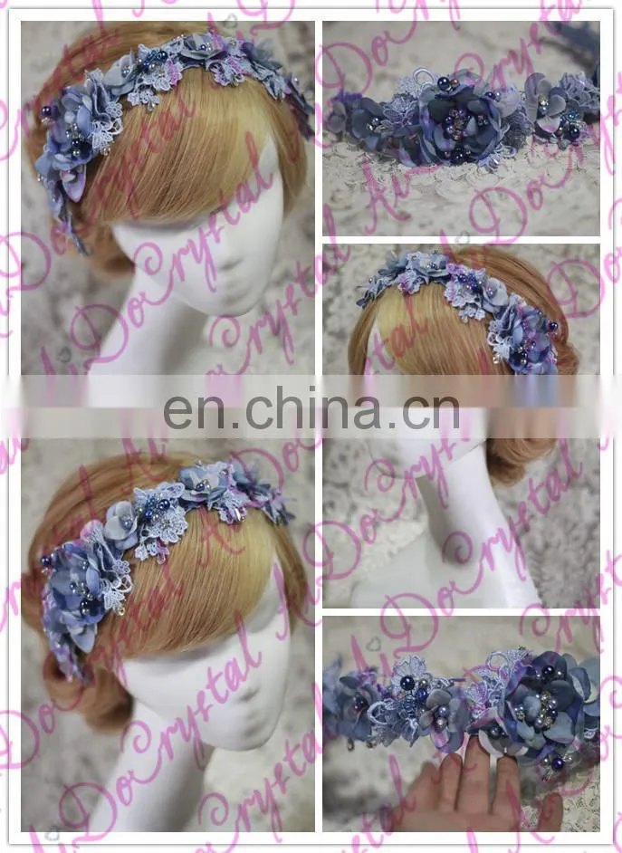 Aidocrystal fashion rhinestone garland headpiece,bridal lace wedding party fascinators for ladies