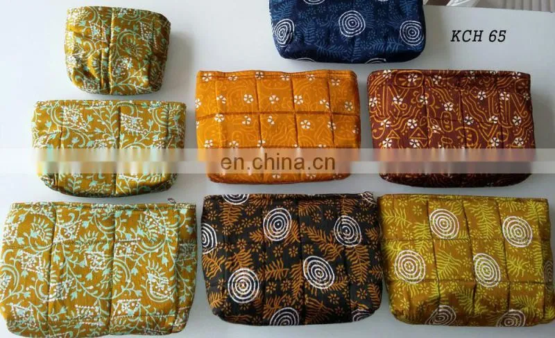 Handmade brilliant handstitched moroccan silk printed designer clutch women's makeup bag