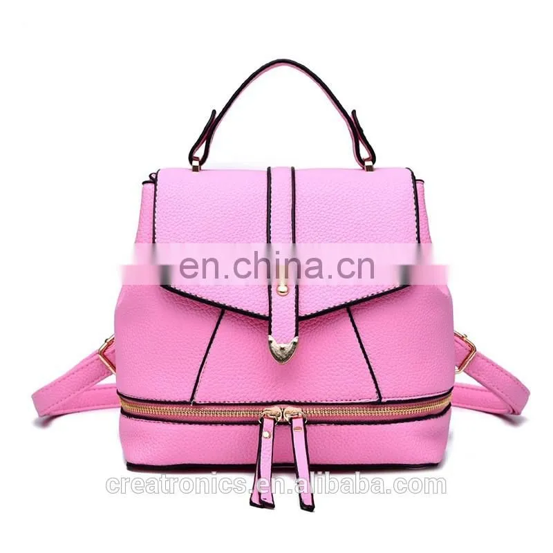 CR 80% customer repeat order new product sales well cheap rucksack for young girls pink color womens leather purse backpack
