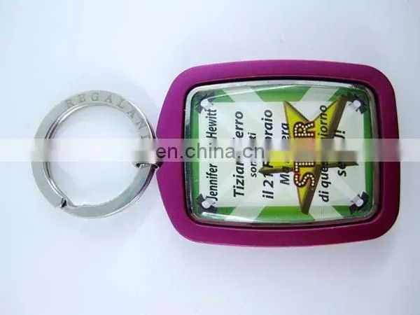 Round shape custom logo card inserted Acrylic keychain