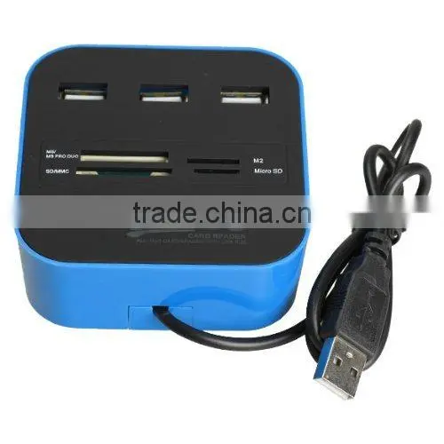 3 port usb hub and card reader combo for computer promotion gift